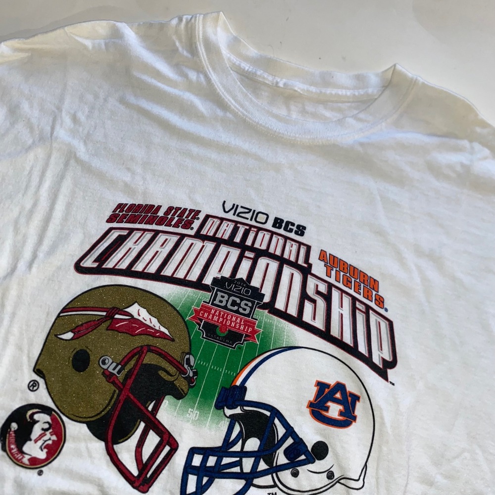 2014 BCS National Championship Shirt Florida State vs Auburn Tigers White XL